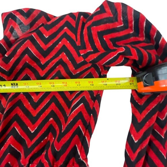 Lauren Ralph Lauren Red Black Chevron Blouse PL Long Sleeves Cotton Blend Office - Picture 8 of 9